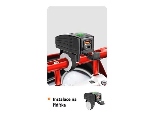Nabíječka USB STU 34707 s voltmetrem na motocykl