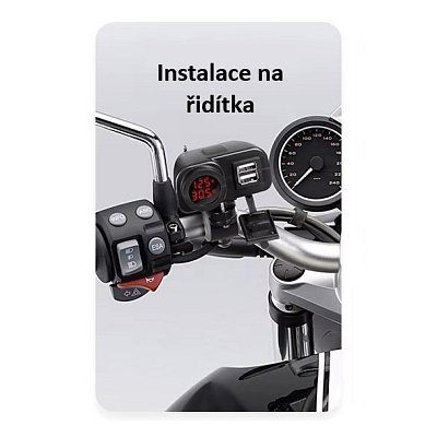 Nabíječka USB STU 34708 s voltmetrem na motocykl