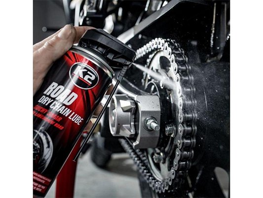 Suché mazivo na řetězy motocyklů K2 ROAD DRY CHAIN LUBE 400ml