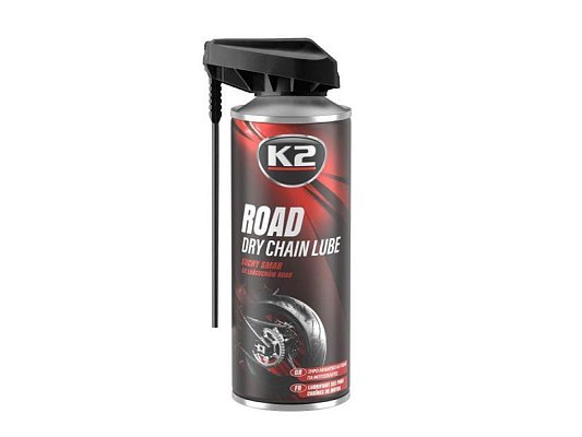Suché mazivo na řetězy motocyklů K2 ROAD DRY CHAIN LUBE 400ml