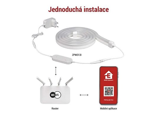 Smart LED pásek 24W RGBIC EMOS ZPW313I Neon 3m WiFi Tuya
