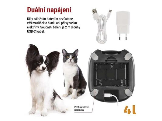 Smart automat na krmivo EMOS Pet Care s kamerou, 4 l, černý, Wi-Fi Tuya