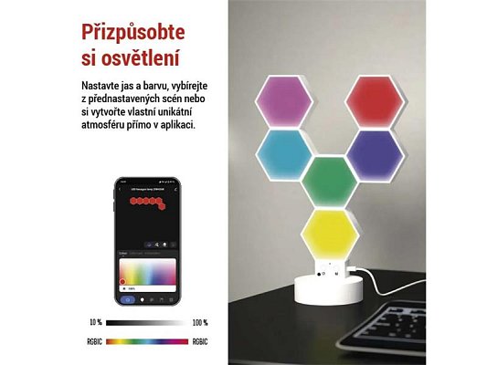 Smart stolní lampa EMOS ZIW426R Hexagon WiFi Tuya