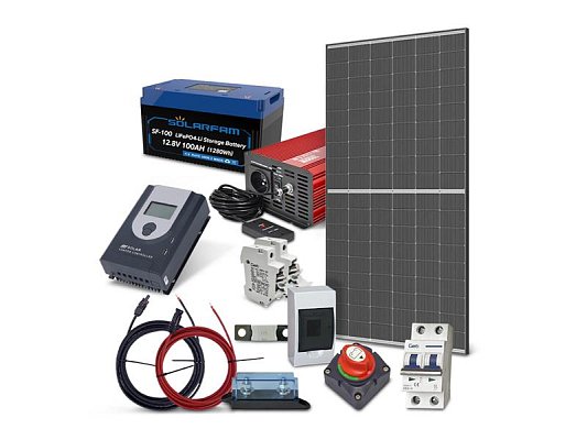 Solární sestava ostrovní TRINA 445Wp, baterie LiFePO4 12V 100Ah, měnič 230VAC 1000W