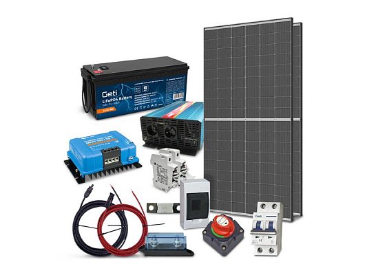 Solární sestava ostrovní TRINA 890Wp, baterie LiFePO4 24V 100Ah, měnič 24V/230VAC 2000W