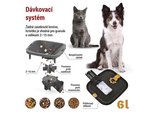 Smart automat na krmivo EMOS Pet Care s kamerou, 6 l, černý, Wi-Fi Tuya