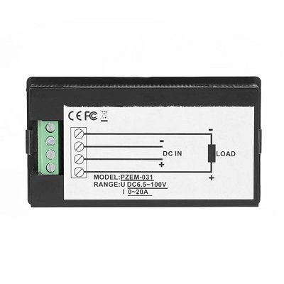Digitální ampérmetr, voltmetr, wattmetr panelový 100VDC 20ADC