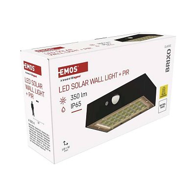 Solární LED svítidlo, PIR, IP65, 350lm, neutrální bílá