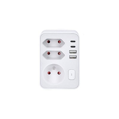 Výstup 1x 16A/230V, 2x 2,5A/230V, maximální proud 16A, 2x USB A+C rychlonabíječka 17W