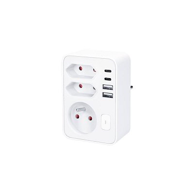 Výstup 1x 16A/230V, 2x 2,5A/230V, maximální proud 16A, 2x USB A+C rychlonabíječka 17W