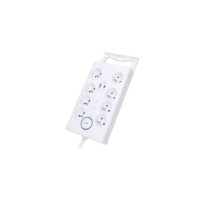 Prodlužovací kabel s přepěťovou ochranou, 8x zásuvka, USB A+C, 2m, bílý