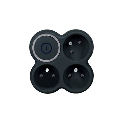 zásuvková rozbočka 3x 230V/15A, černá, vypínač