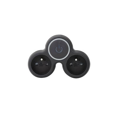 zásuvková rozbočka 2x 230V/10A, černá, vypínač