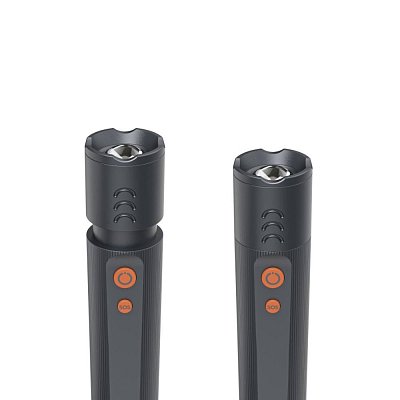 LED svítilna, hliníková, 600 lm / 250 m, 4 režimy + SOS, IP44, zoom, karabinka, 3x AAA baterie