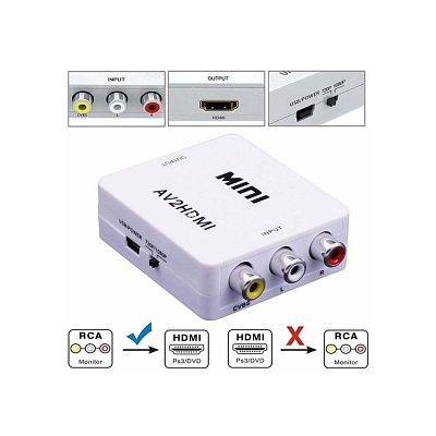 Konvertor AV2HDMI, AV na HDMI, analogové kompozitní video+audio/HDMI