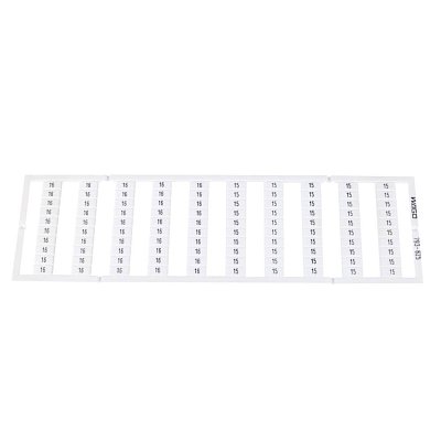 Univerzální označovací systém WMB; potisk kolmo; 15 / 16 (vždy po 50x); pro svorky o šířce 5 - 17,5 mm; 10 pásků á 10 štítků/karta; pásek se shodnými číslicemi