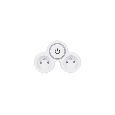 zásuvková rozbočka 2x 10A, bílo-šedá, vypínač