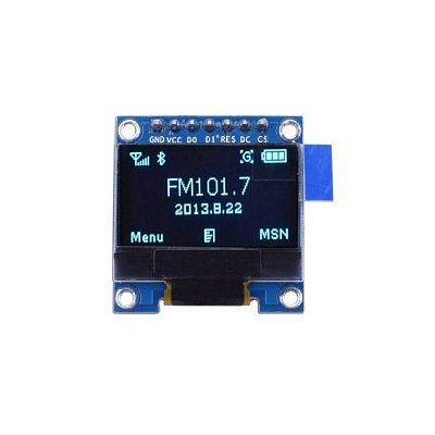 Grafický OLED diplej s rozlišením 128x64 bodů, komunikuje skrze SPI sběrnici