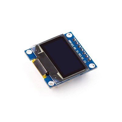 Grafický OLED diplej s rozlišením 128x64 bodů, komunikuje skrze SPI sběrnici