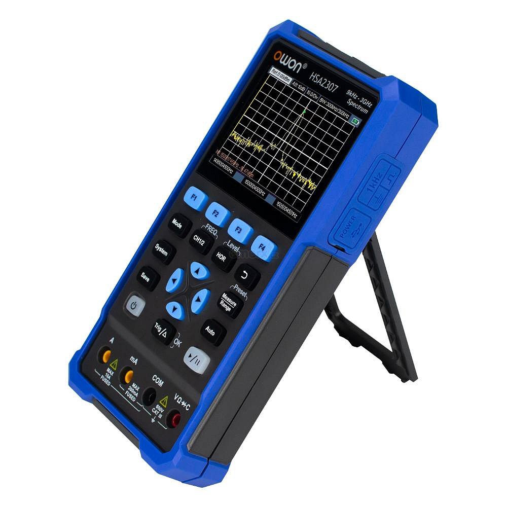 spektrální analyzér s osciloskopem a digitálním multimetrem, max 1000V/10A DC, 750V/10A AC, 100MOhm, 2mF, OSC 70MHz, SA 9kHz-3GHz