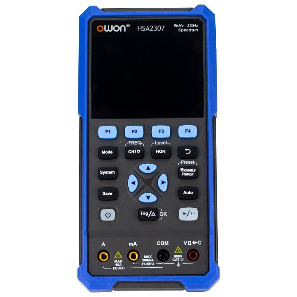 spektrální analyzér s osciloskopem a digitálním multimetrem, max 1000V/10A DC, 750V/10A AC, 100MOhm, 2mF, OSC 70MHz, SA 9kHz-3GHz