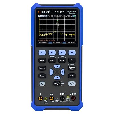 spektrální analyzér s osciloskopem a digitálním multimetrem, max 1000V/10A DC, 750V/10A AC, 100MOhm, 2mF, OSC 70MHz, SA 9kHz-3GHz