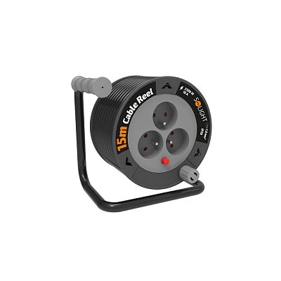 Prodlužovací přívod na bubnu, 3 zásuvky, černý, 15m, 3x1mm2
