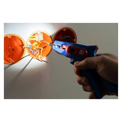 Dvoudílná sada odizolovacích kleští a pracovního LED světla. Odizolovací kleště na kabel o průřezu 0.2-6.0 mm2