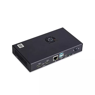 Kvalitní kovové pouzdro pro Compute Module 5 a IO Board, které nabízí prostor pro příslušenství a zajišťuje efektivní chlazení.