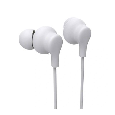 Sluchátka s mikrofonem, jack 3,5mm 4pól, silikonové špunty (3 velikosti), kabelu 1,2m, bílá