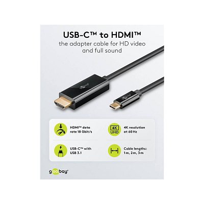 Kabel USB-C™ na HDMI™ 4K @ 60 Hz, 1 m, černý