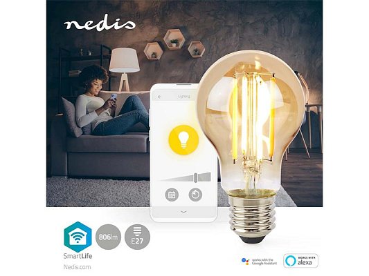 Smart LED žárovka E27 7W teplá bílá NEDIS WIFILRF10A60 WiFi Tuya
