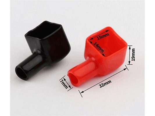 Ochranná krytka na svorku baterie červená, velikost 16x16x14mm