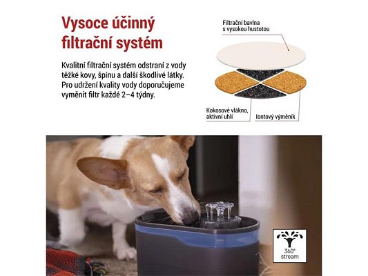 Vodní fontána EMOS Pet Care, 2,6 l, šedá