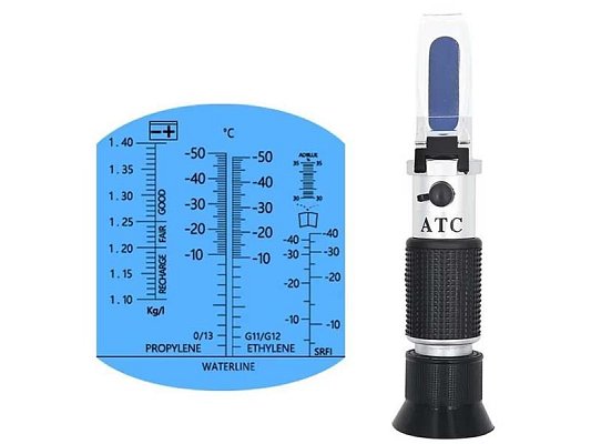 Refraktometr pro auto, tester chladící kapaliny, kyseliny AKU, ADblue