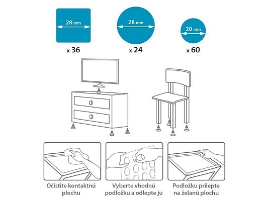 Podložka filcová FAMILY 11110WH bílá 120ks
