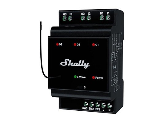 Relé na DIN lištu SHELLY PRO 3 Z-Wave