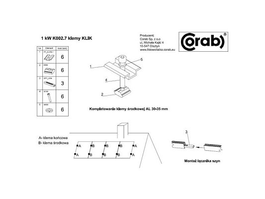 Střední nastavitelný úchyt černý 30-35mm - sada 6ks