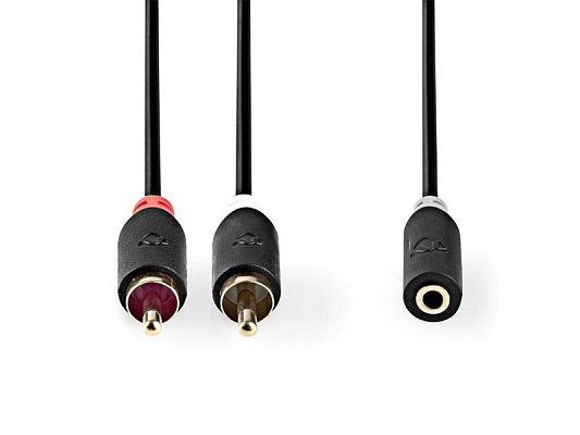 Kabel 2x Cinch konektor/Jack 3,5mm zdířka 0,2m NEDIS CABW22255AT02