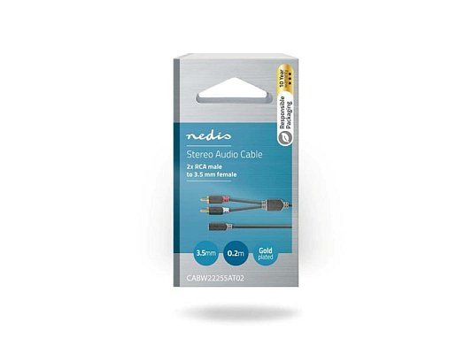 Kabel 2x Cinch konektor/Jack 3,5mm zdířka 0,2m NEDIS CABW22255AT02