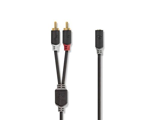 Kabel 2x Cinch konektor/Jack 3,5mm zdířka 0,2m NEDIS CABW22255AT02