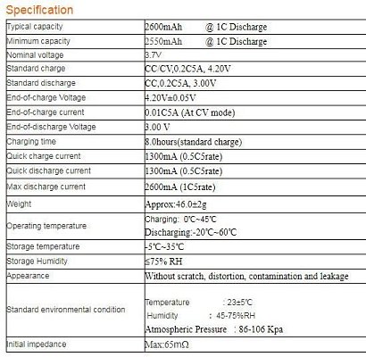 Baterie nabíjecí Li-Ion 18650 3,7V/2600mAh TINKO, páskové vývody