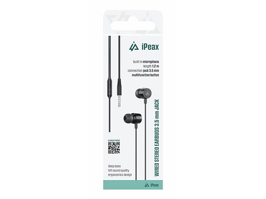 Sluchátka iPEAX 90010133 3,5mm Jack Black