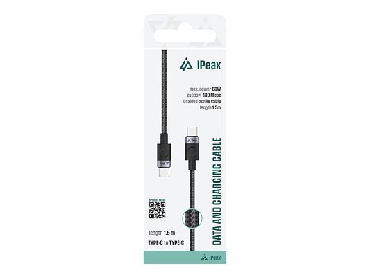 Kabel iPEAX 90010105 USB-C/USB-C 1,5m Black