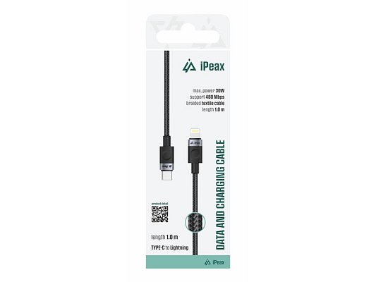 Kabel iPEAX 90010102 USB-C/Lightning 1m Black