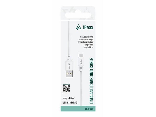 Kabel iPEAX 90010113 USB/USB-C 1m White