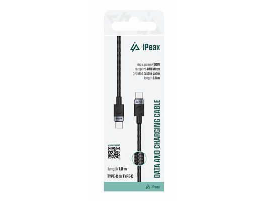 Kabel iPEAX 90010101 USB-C/USB-C 1m Black