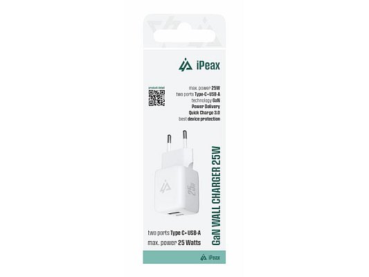 Adaptér USB iPEAX GaN USB/USB-C 90010130 White
