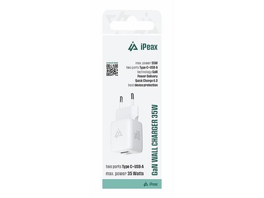 Adaptér USB iPEAX GaN USB/USB-C 90010131 White