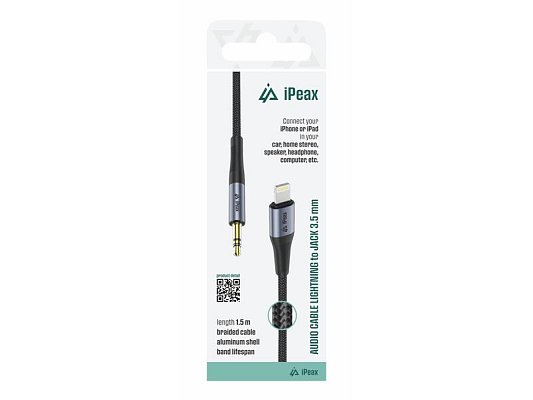 Adaptér iPEAX 90010138 Lightning / JACK 3,5mm (pro poslech hudby) Black